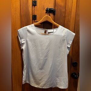 Chico’s Silver Shimmer or Light Gray Women's Short Sleeve Blouse